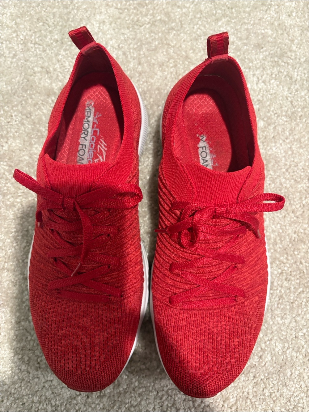 Skechers Women's Red Knit Slip-On Athletic Sneakers, Size 10